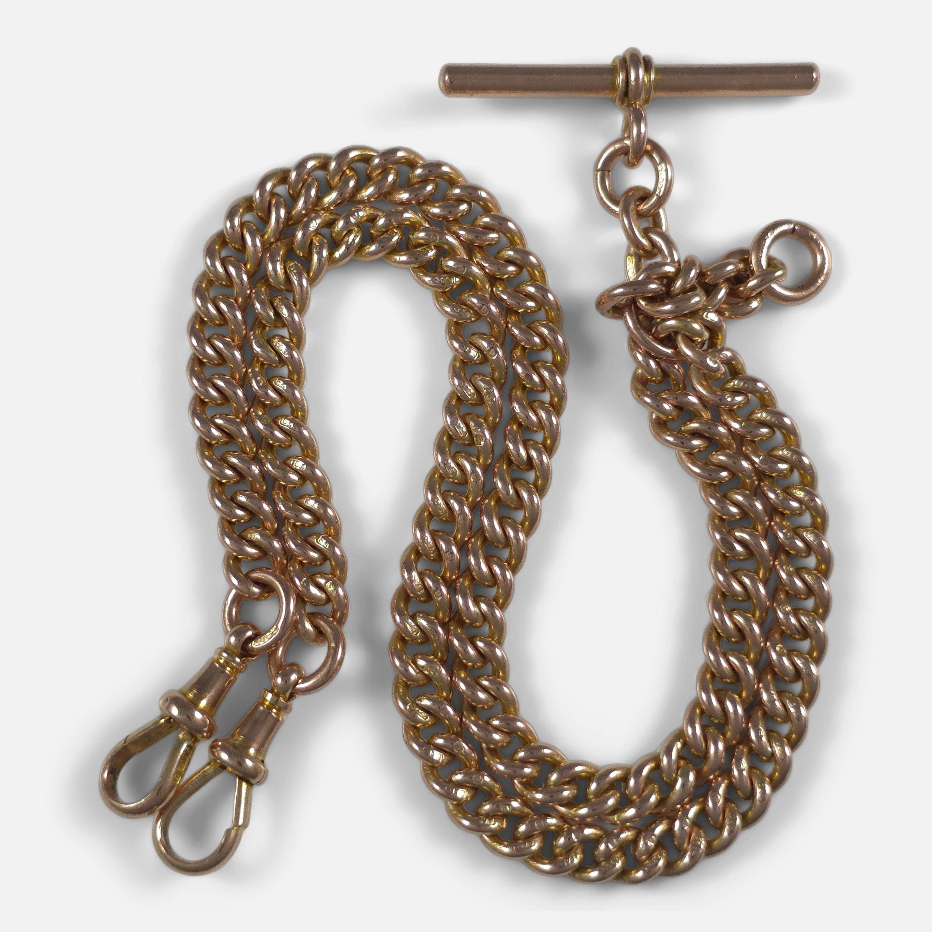 George V 9ct Rose Gold Albert Watch Chain, 1920 7