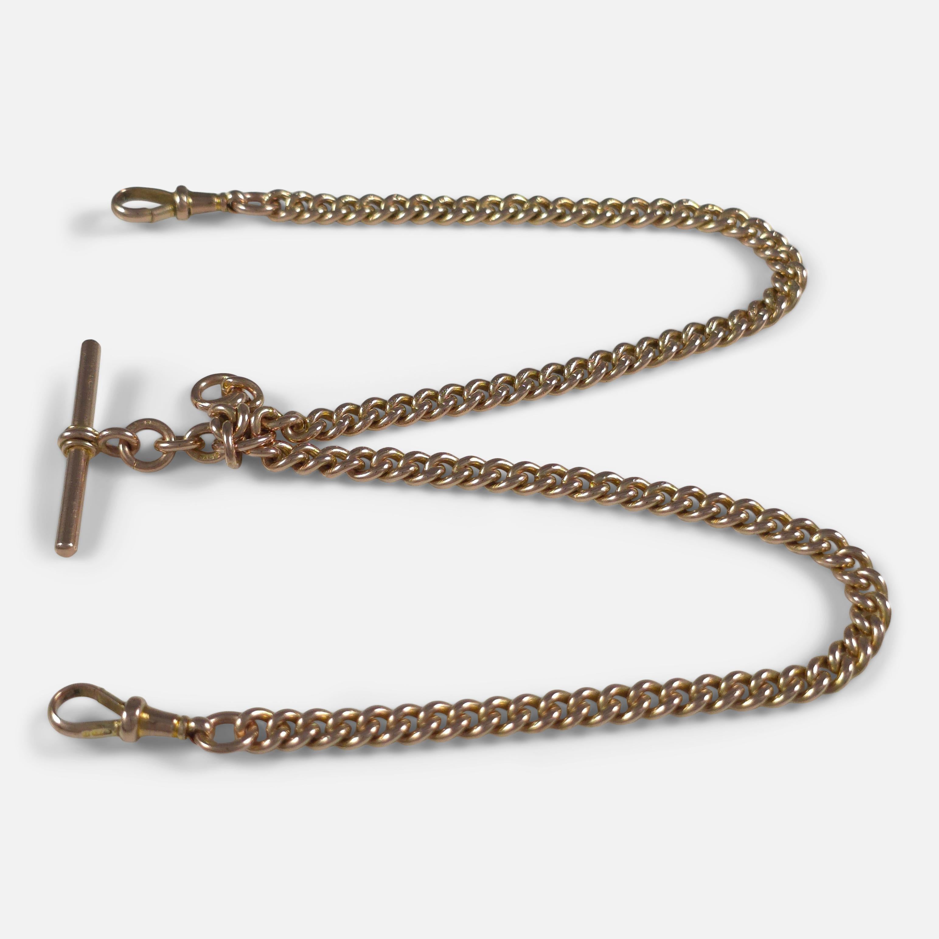 George V 9ct Rose Gold Albert Watch Chain, 1920 In Good Condition In Glasgow, GB