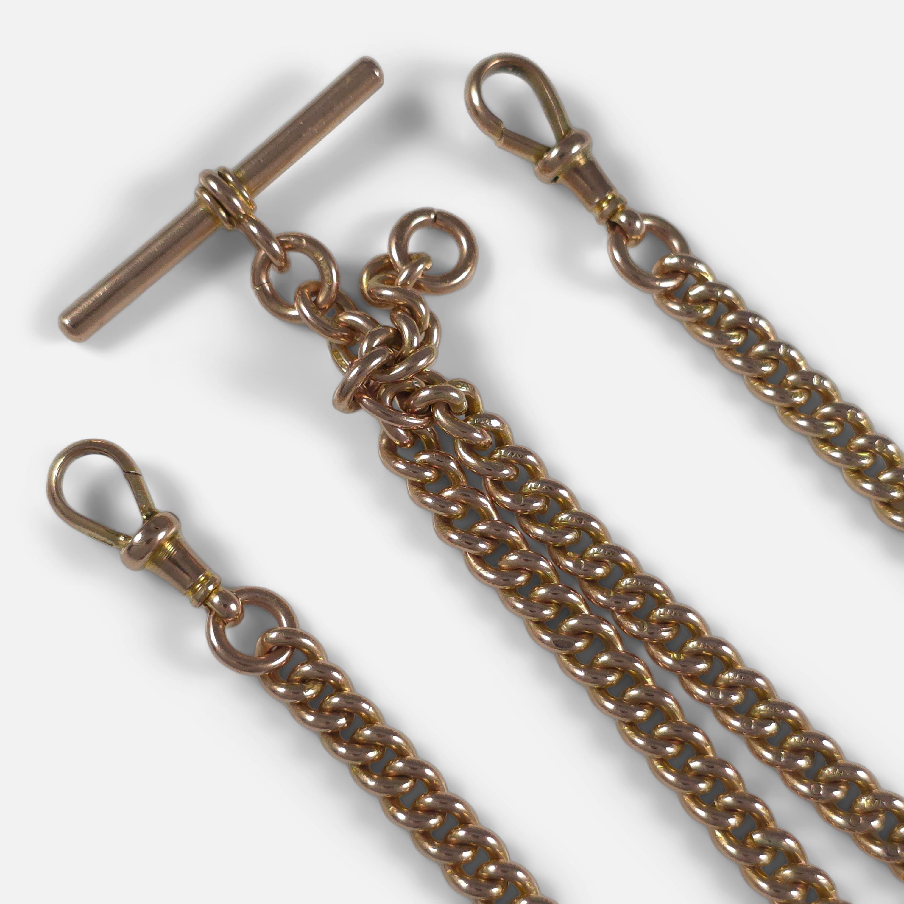 George V 9ct Rose Gold Albert Watch Chain, 1920 1