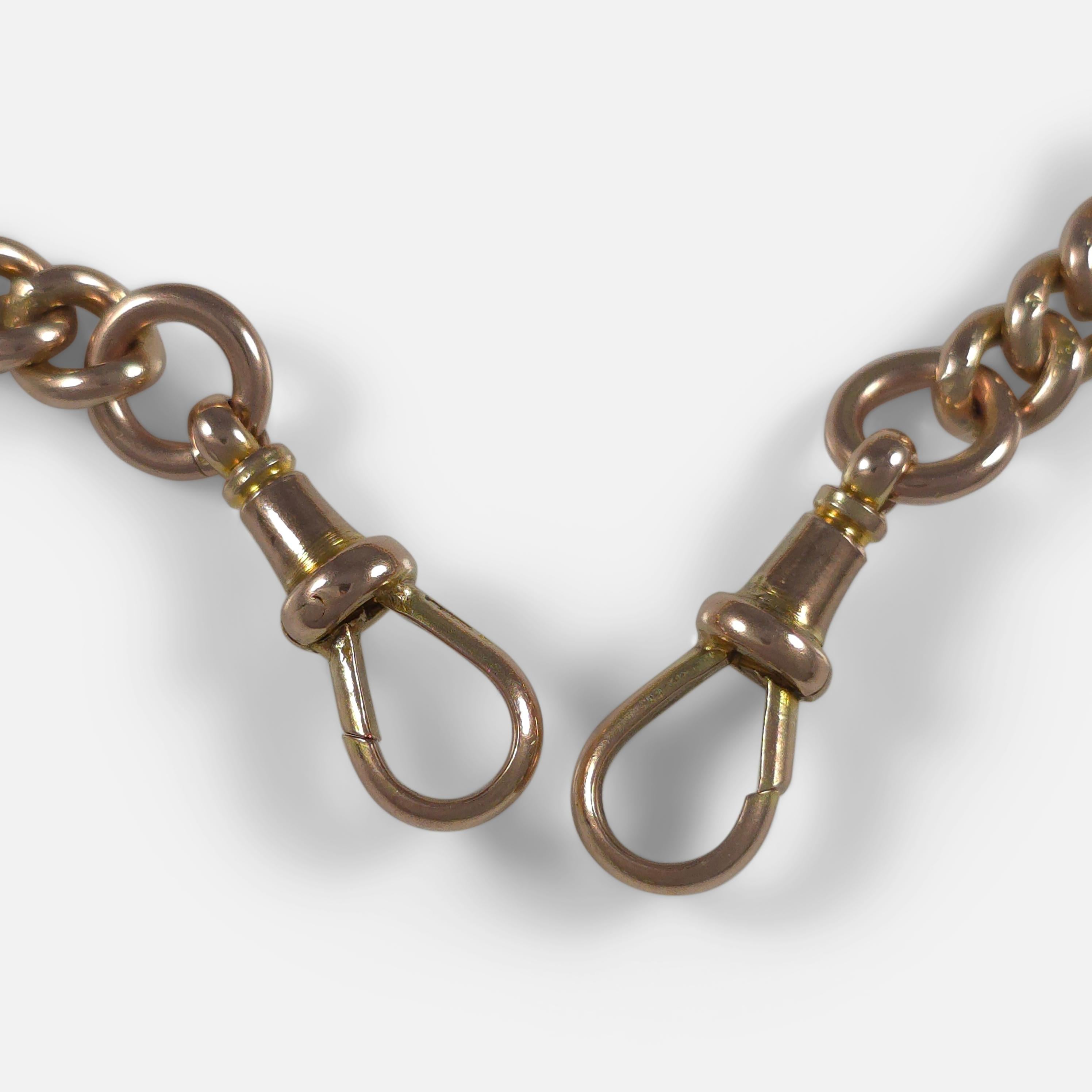 George V 9ct Rose Gold Albert Watch Chain, 1920 3
