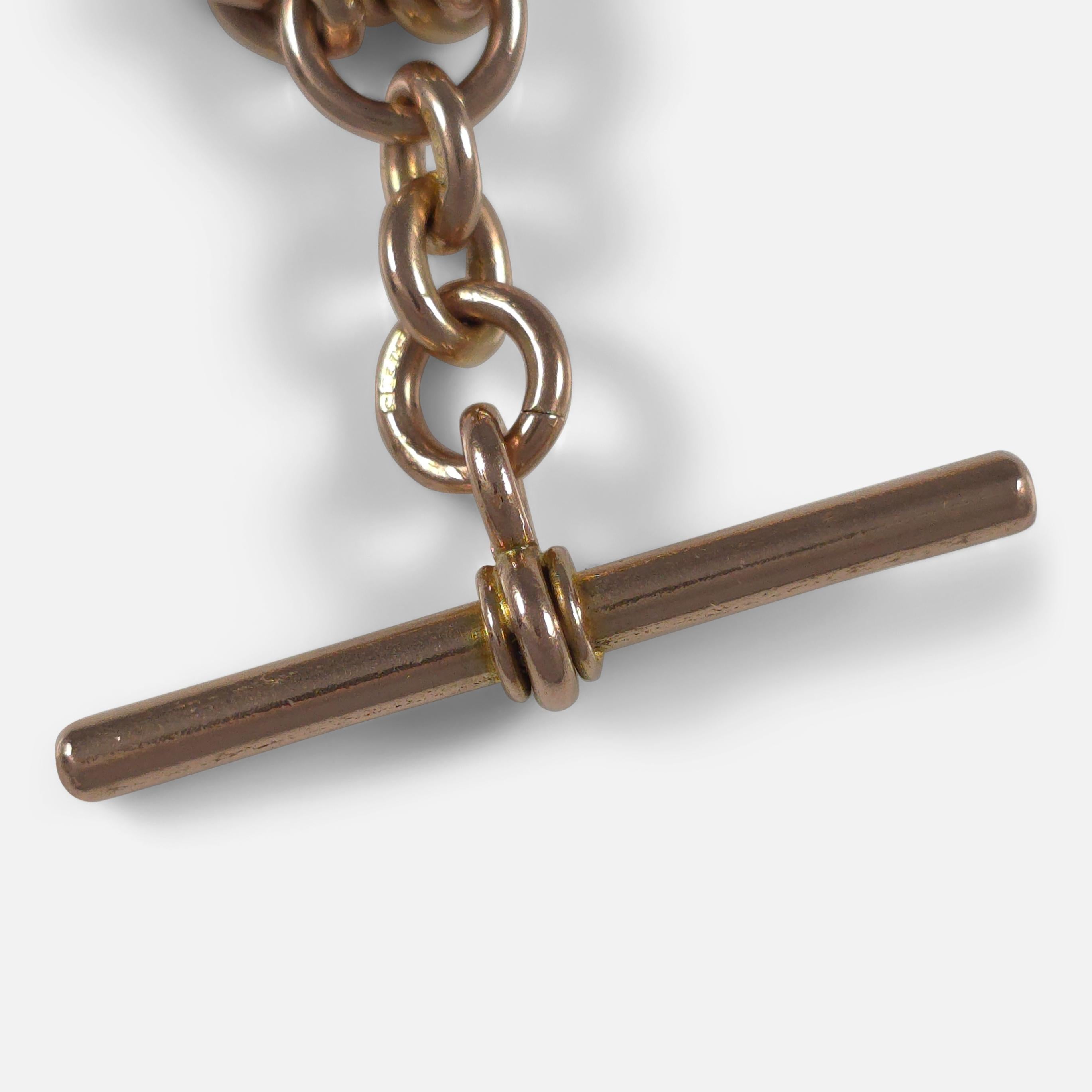 George V 9ct Rose Gold Albert Watch Chain, 1920 4