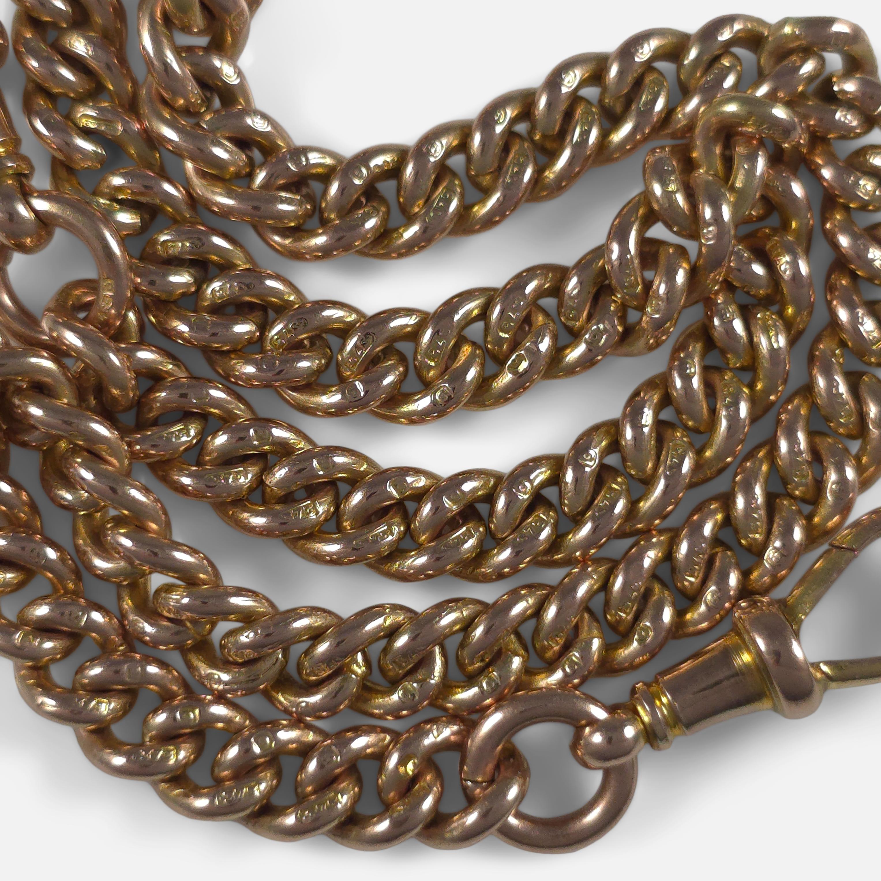 George V 9ct Rose Gold Albert Watch Chain, 1920 5