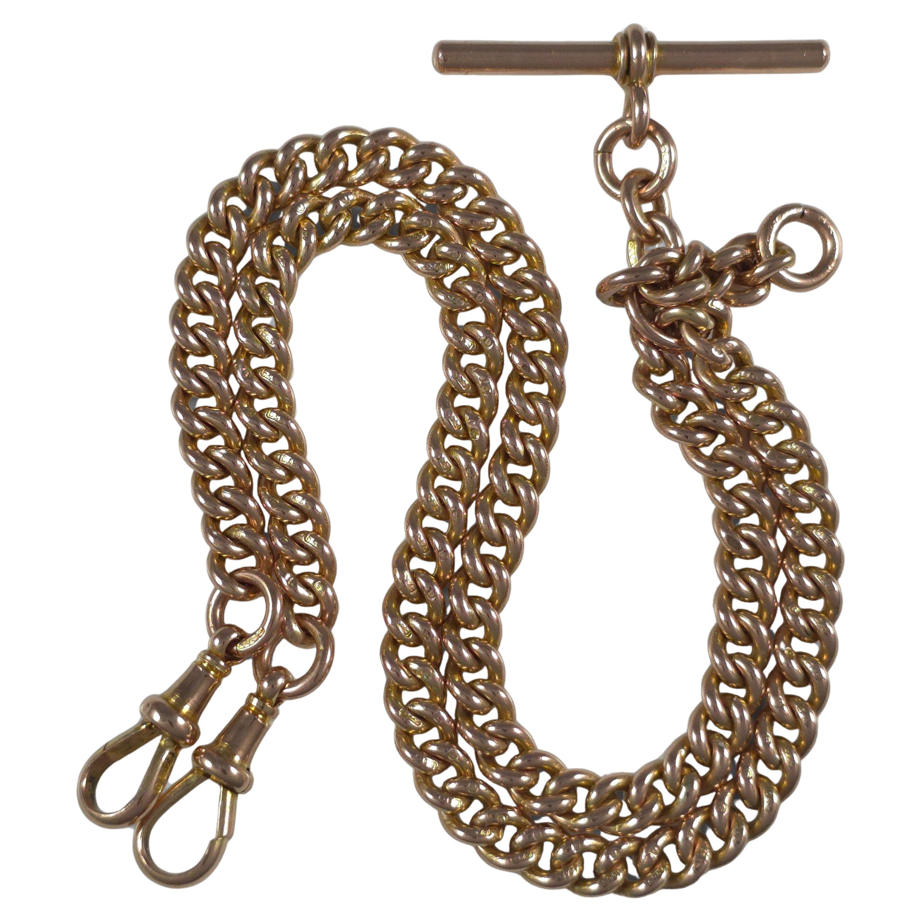 George V 9ct Rose Gold Albert Watch Chain, 1920 For Sale