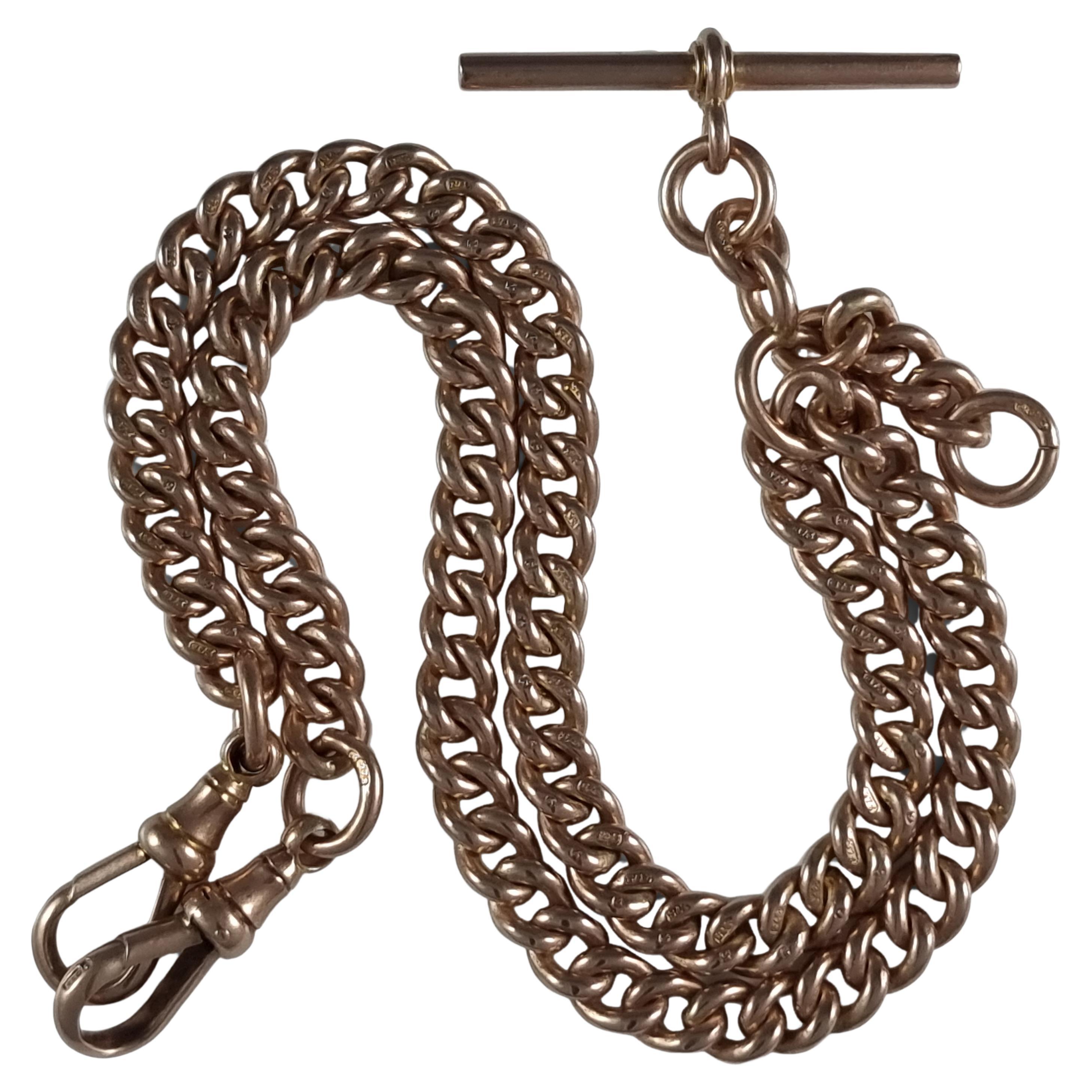 George V 9ct Rose Gold Albert Watch Chain, 1922 For Sale