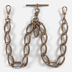 George V 9ct Rose Gold Double Albert Watch Chain, 1914, 80.3 grams