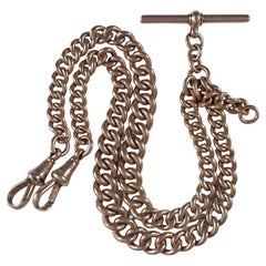 Antique George V 9ct Rose Gold Double Albert Watch Chain, 52.3 grams