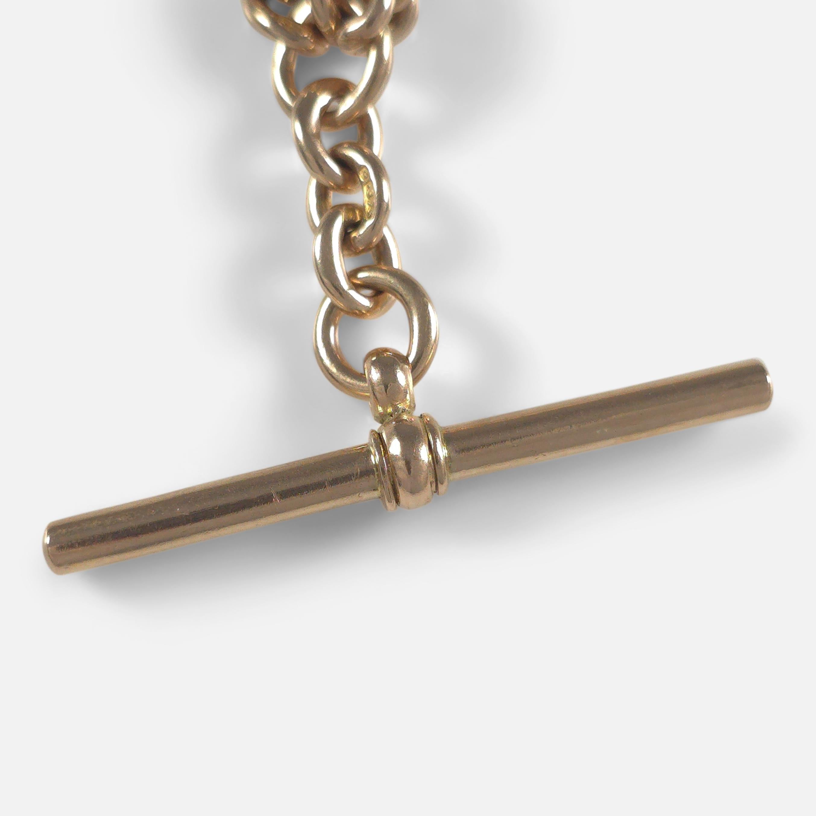 George V 9ct Yellow Gold Double Albert Watch Chain, 1919 For Sale 6