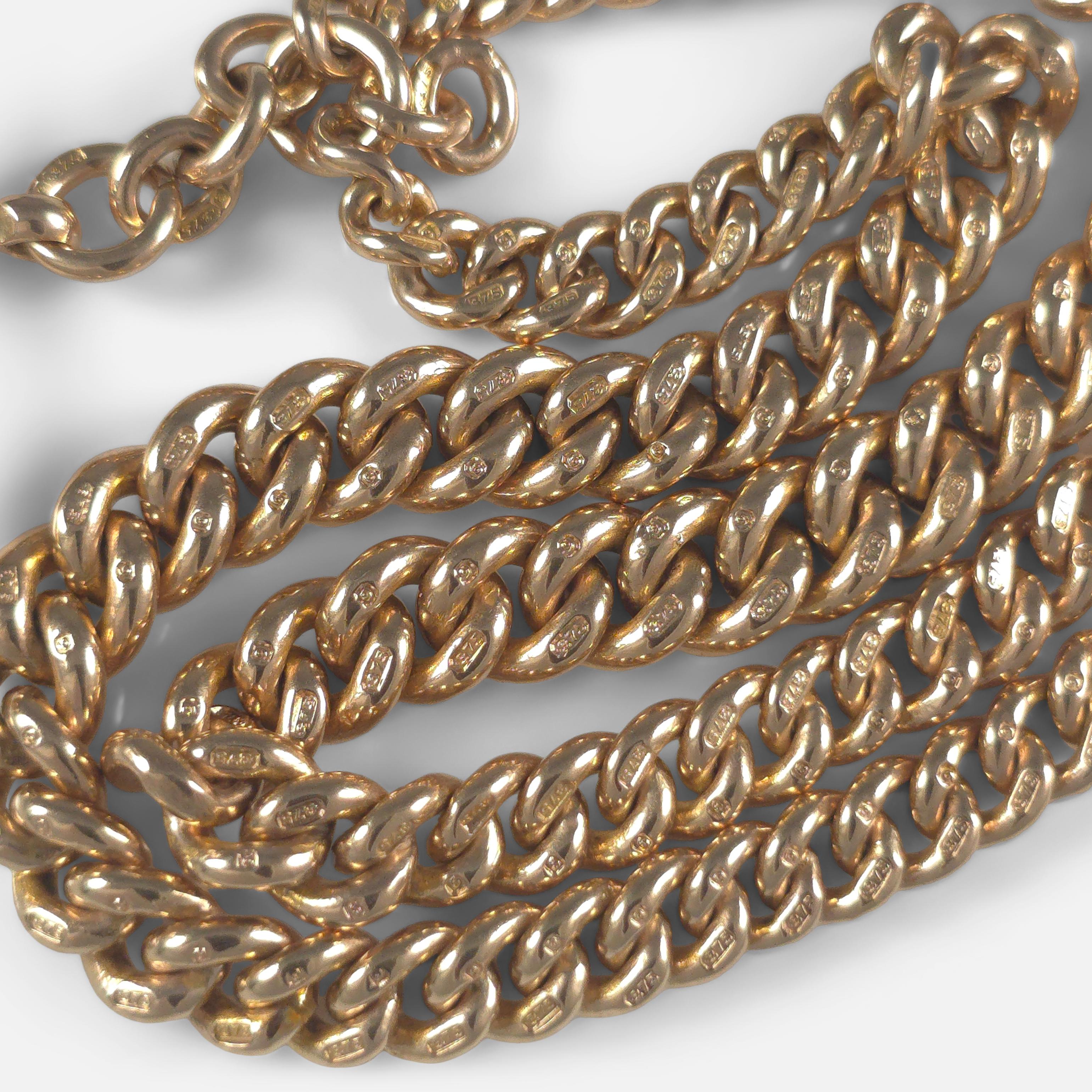 George V 9ct Yellow Gold Double Albert Watch Chain, 1919 For Sale 8