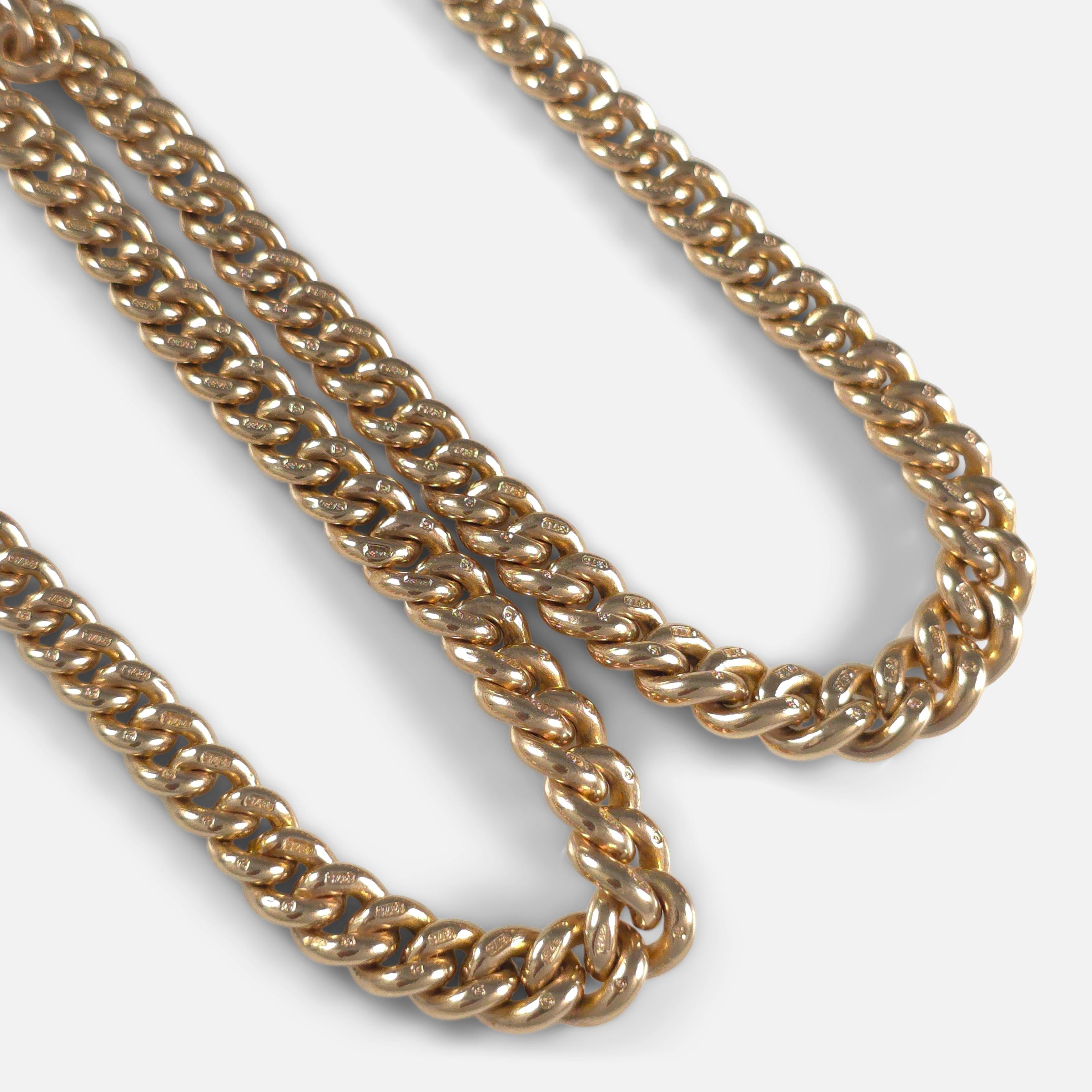 George V 9ct Yellow Gold Double Albert Watch Chain, 1919 For Sale 4