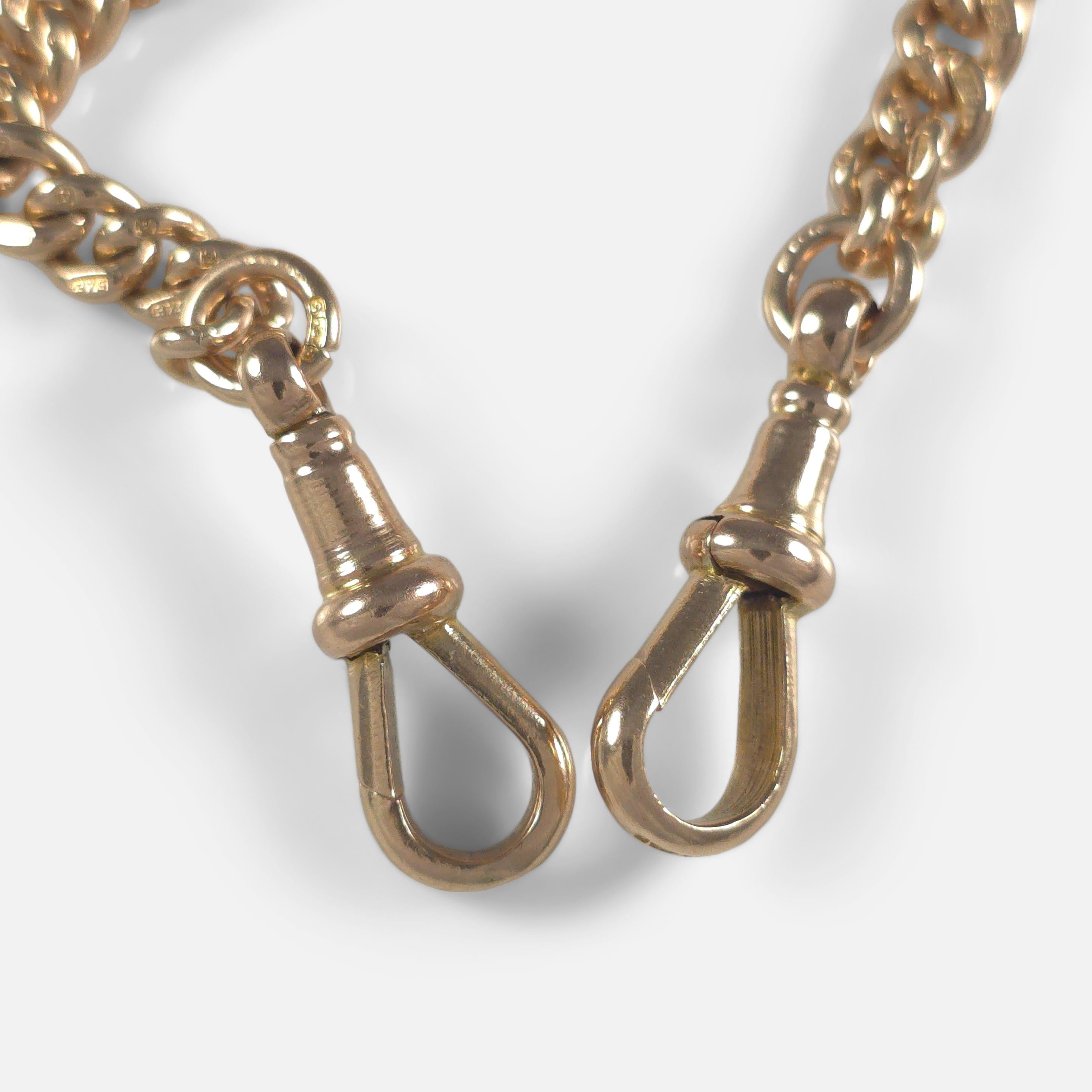 George V 9ct Yellow Gold Double Albert Watch Chain, 1919 For Sale 5