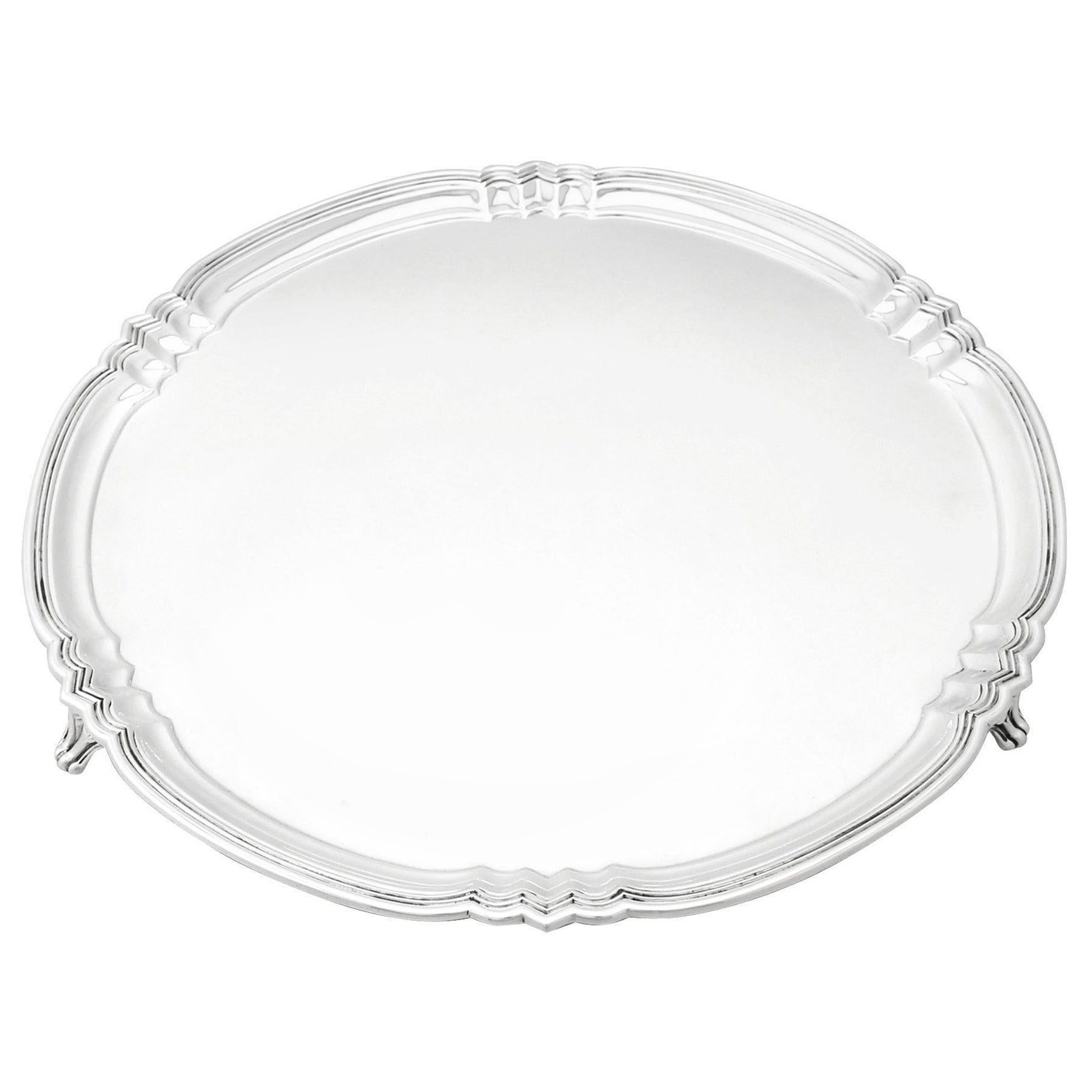 George V Art Deco Stil Sterling Silber Salver von Reid & Sons im Angebot