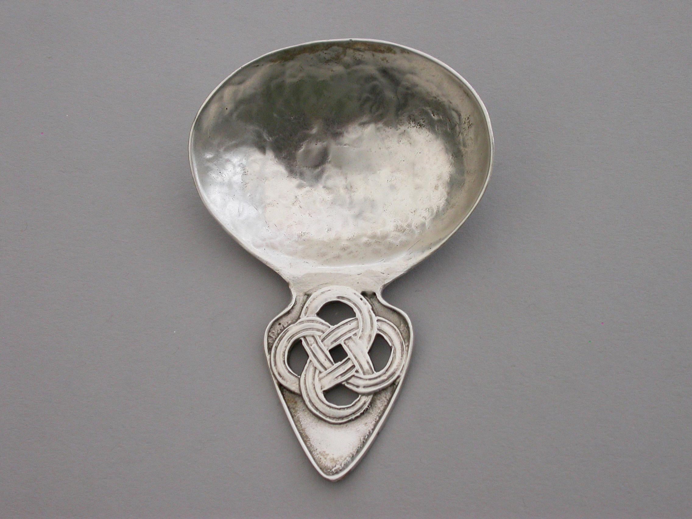 English George v Arts and Crafts Style Silver Caddy Spoon For Sale