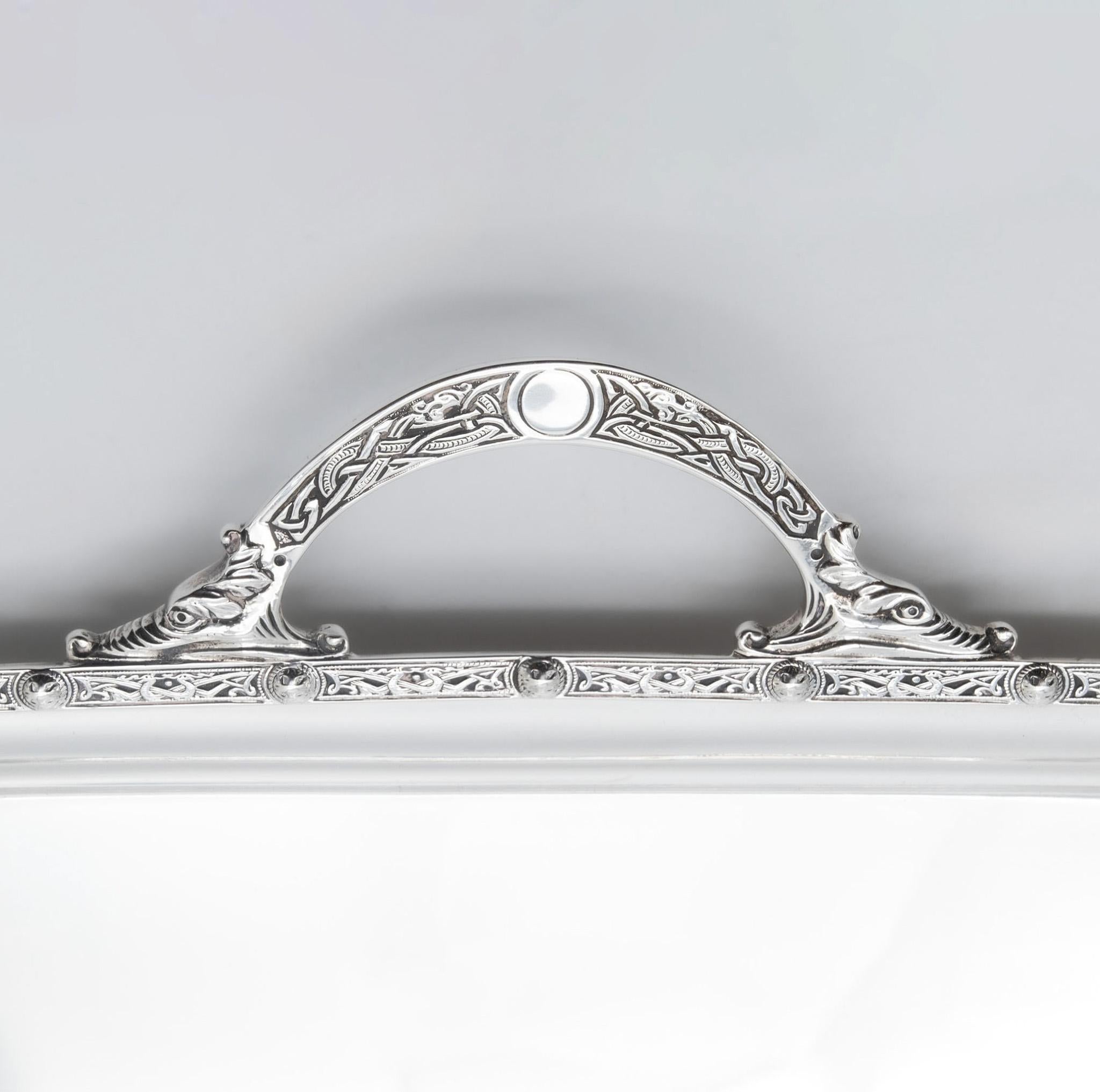 George V Asprey London Sterling Silber Tablett Celtic Arts & Crafts Birmingham 1935 (Arts and Crafts) im Angebot