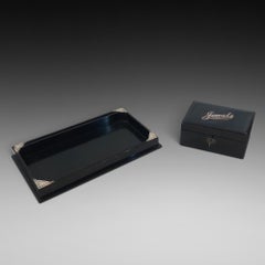 George V Ebonised Jewellery Box and Tray c.1925