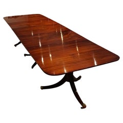 Antique George V mahogany 3 pedestal dining table