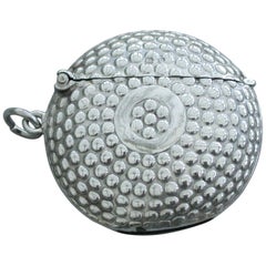 Antique George V Novelty Silver Beaded Golf Ball Vesta Case, Henry William Sparrow, 1920