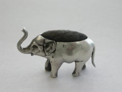 George V Novelty Silver Elephant With Raised Trunk Pin Cushion, 1913