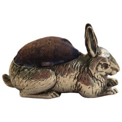 George V Novelty Silver Rabbit Pin Cushion by Henry Matthews, Birmingham, 1915