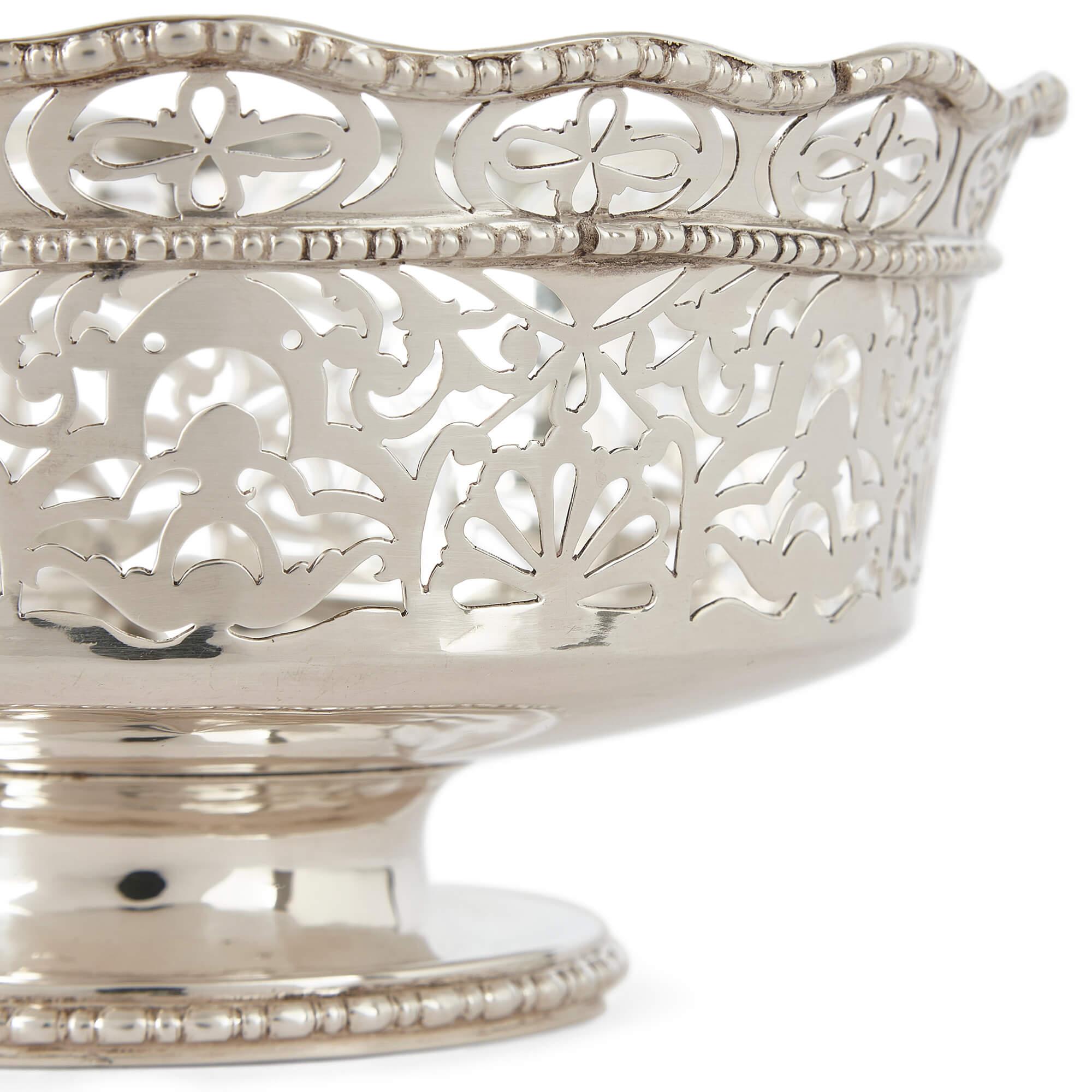 Art Deco George V Openwork Round Silver Bowl  For Sale