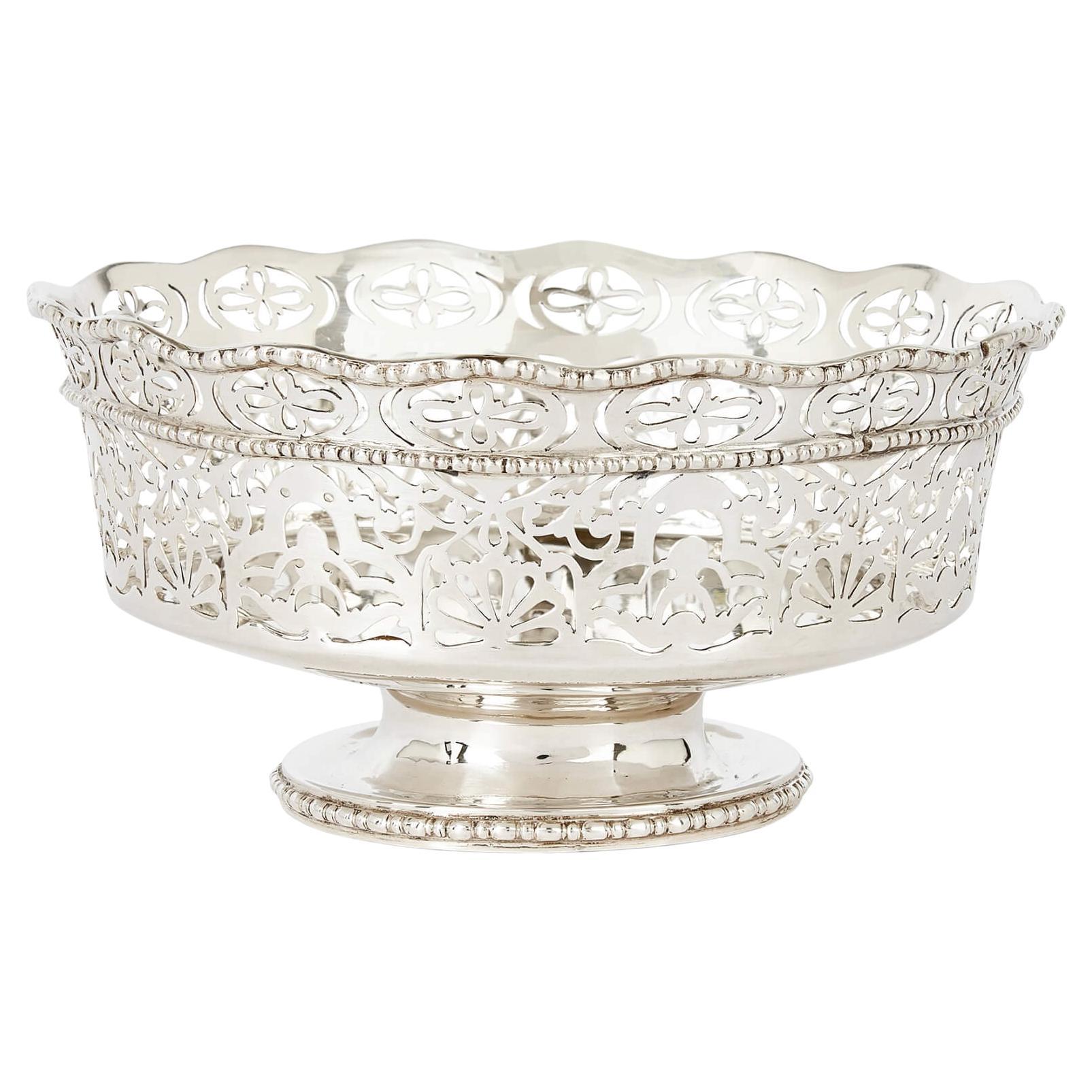 George V Openwork Round Silver Bowl  For Sale