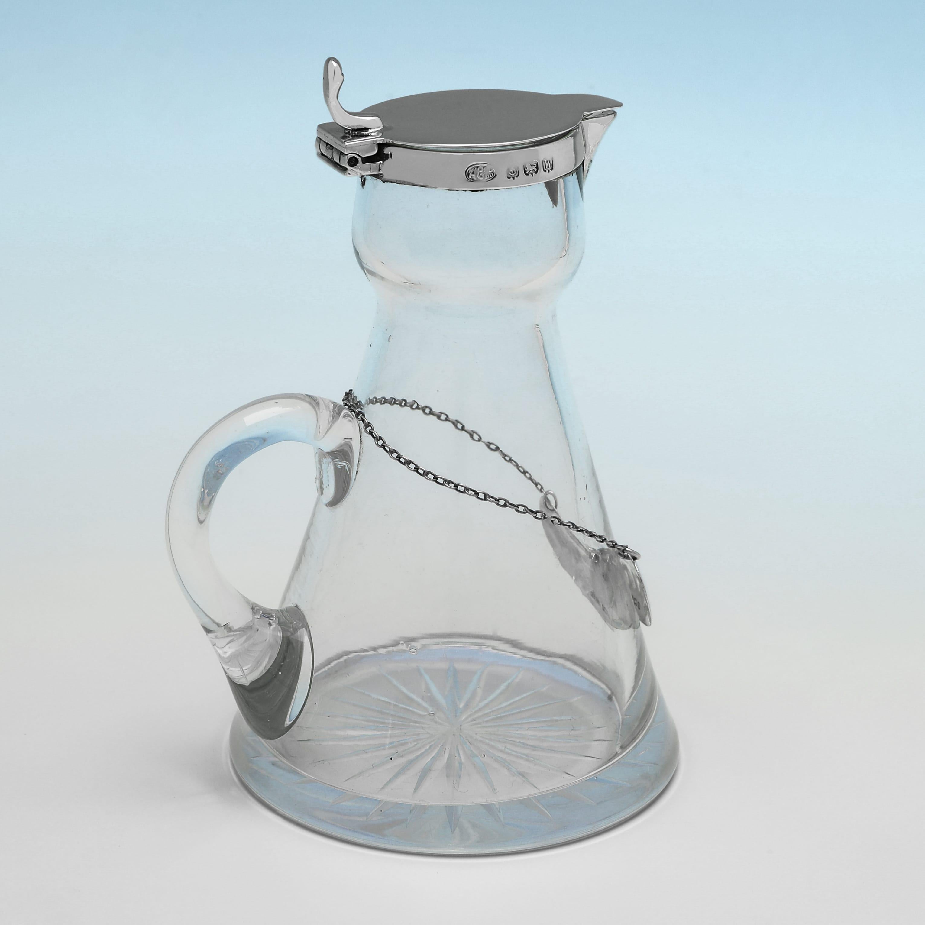 George V Periode antikes Glas und Sterling Silber Whiskey tot oder chota peg (Art déco) im Angebot