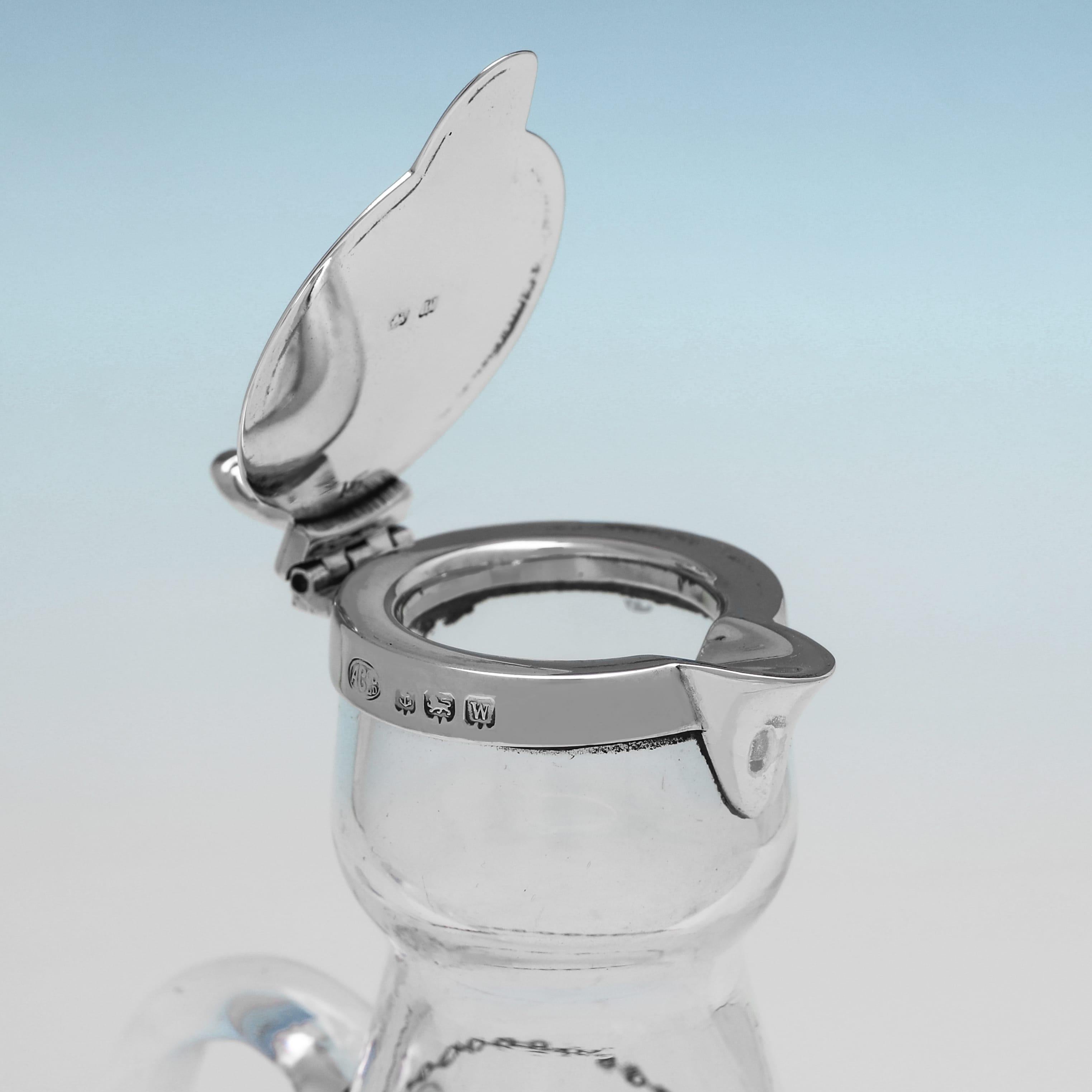 George V Periode antikes Glas und Sterling Silber Whiskey tot oder chota peg (Englisch) im Angebot