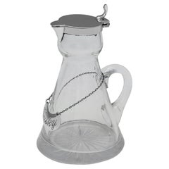 George V period Antique glass and sterling silver whiskey tot or chota peg