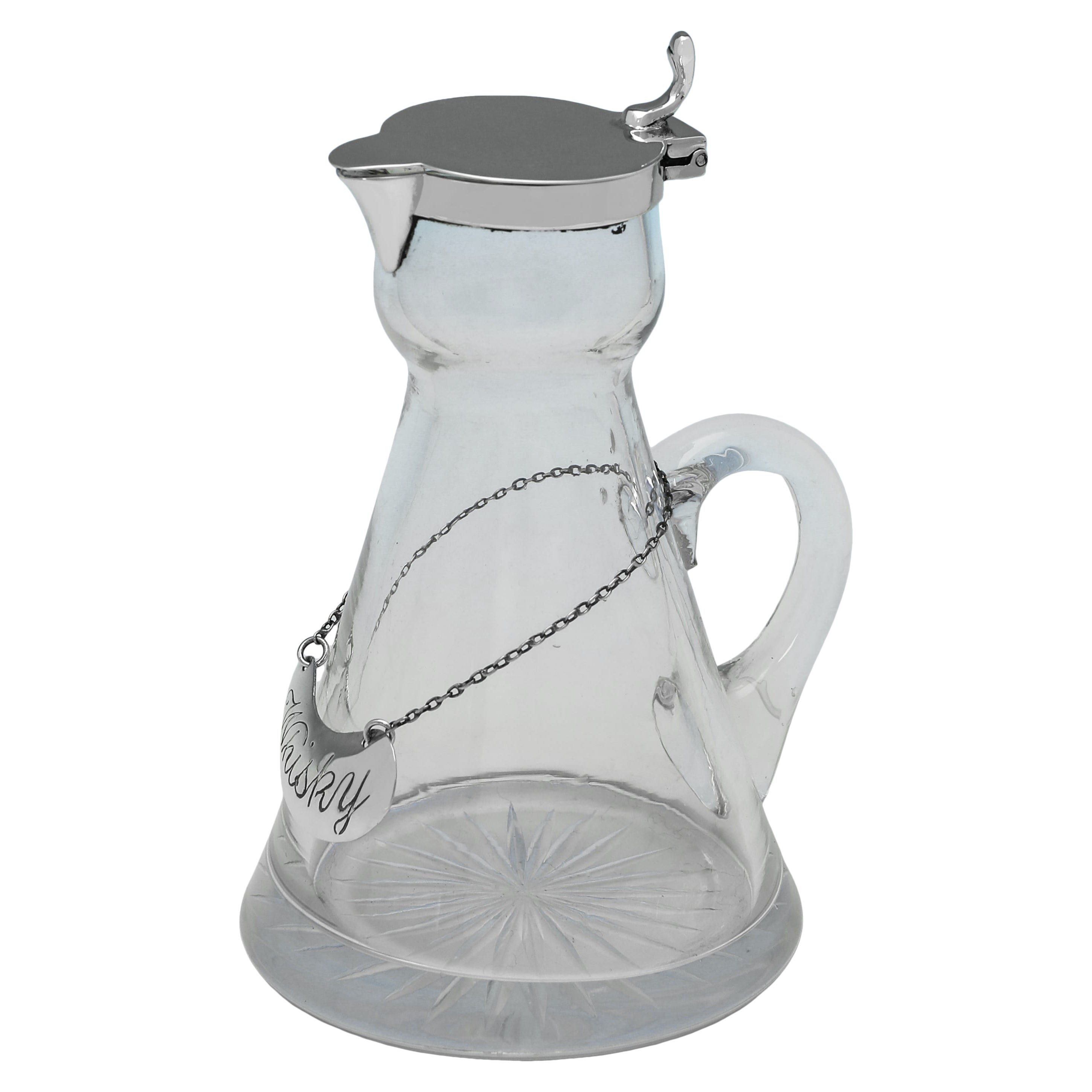 George V Periode antikes Glas und Sterling Silber Whiskey tot oder chota peg im Angebot