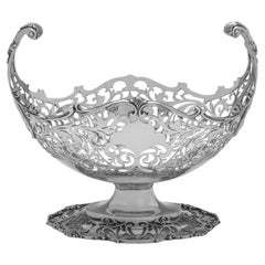 Antique George V period sterling silver pierced centrepiece dish made in London in 1912
