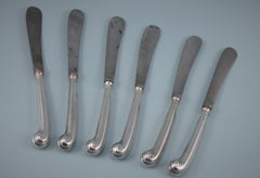 George V Set of Six Small Pistol Handled Knives, London, 1912