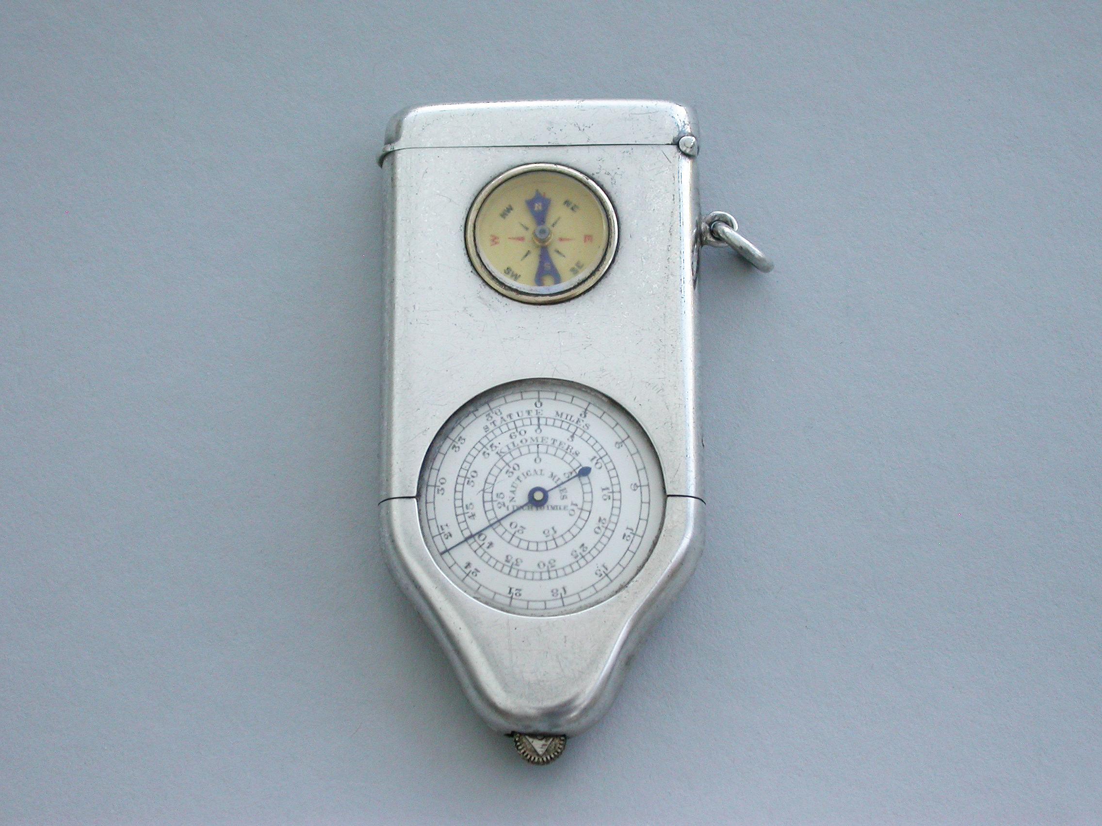 Other George V Silver Combination Opisometer, Vesta Case and Compass For Sale