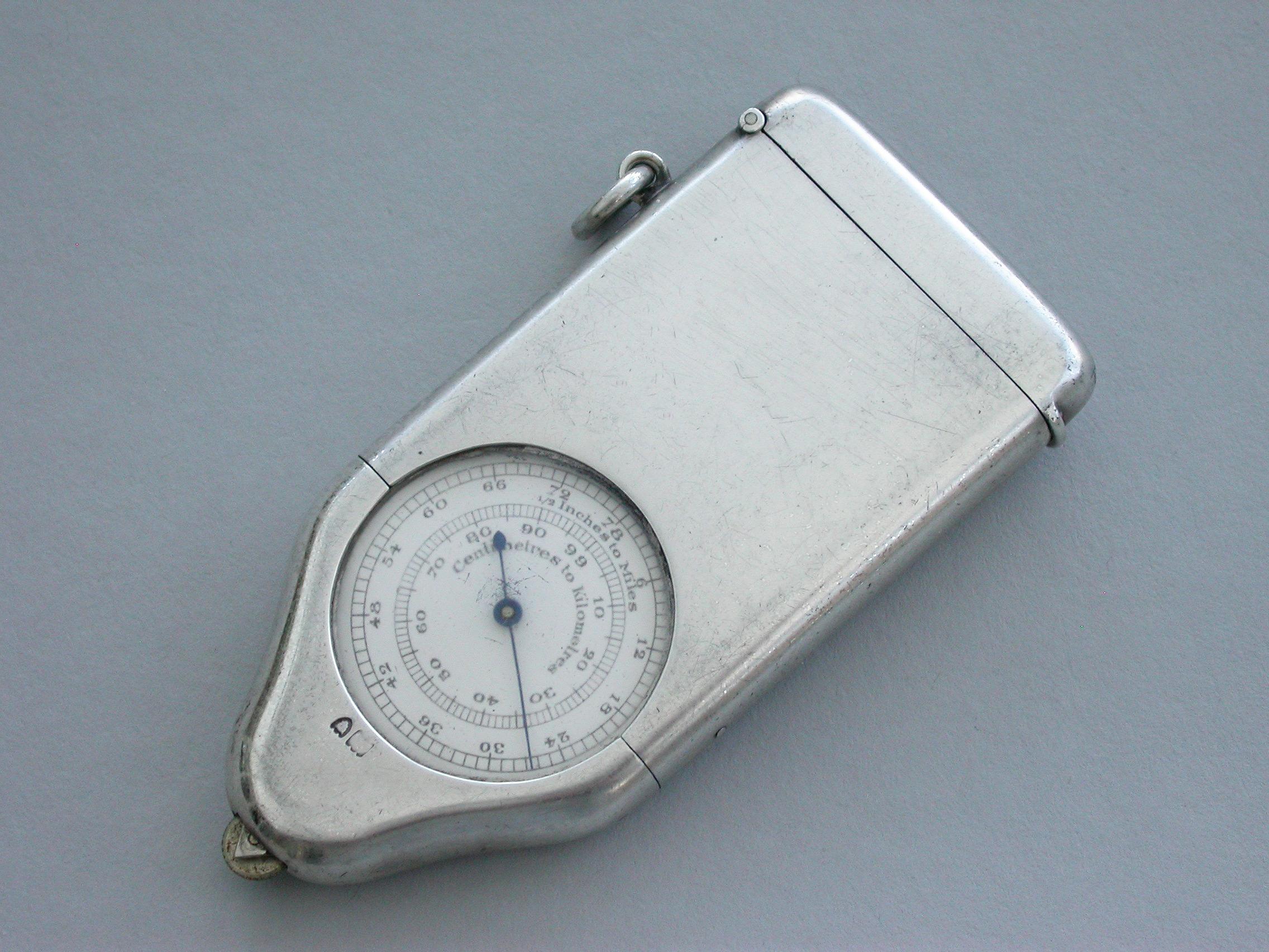 English George V Silver Combination Opisometer, Vesta Case and Compass For Sale