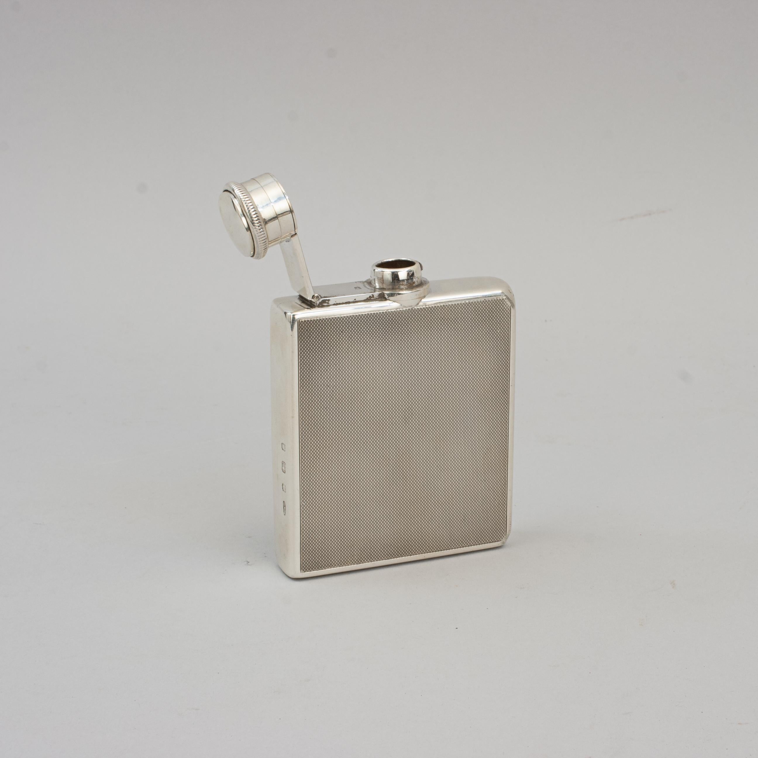 British George V Silver Hip Flask For Sale