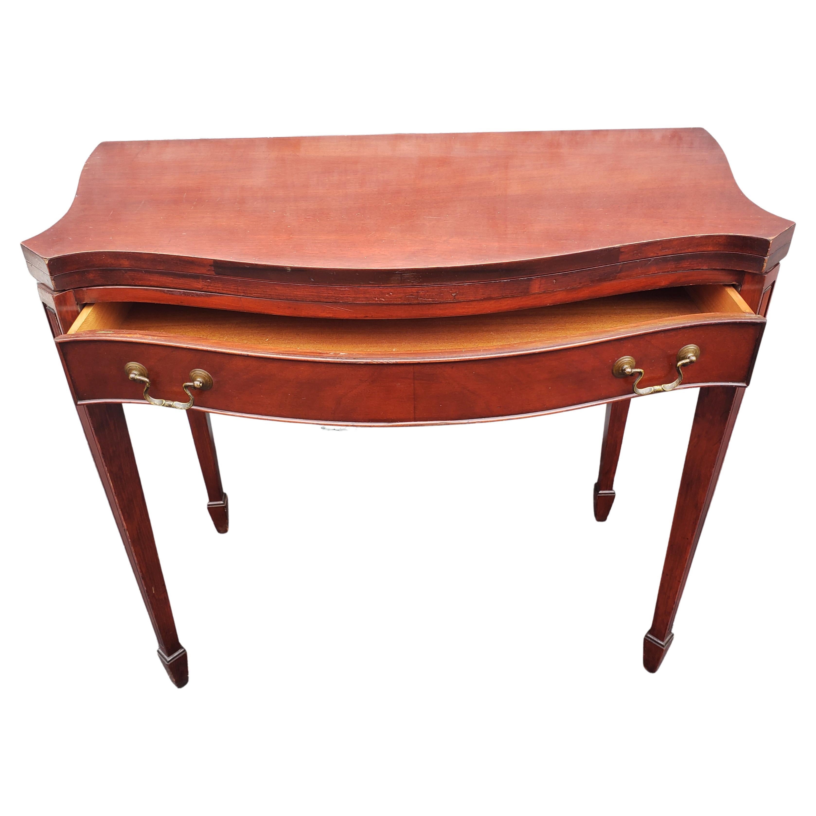 George v Solid Mahogany Console Game Table, circa 1920s In Good Condition For Sale In Germantown, MD