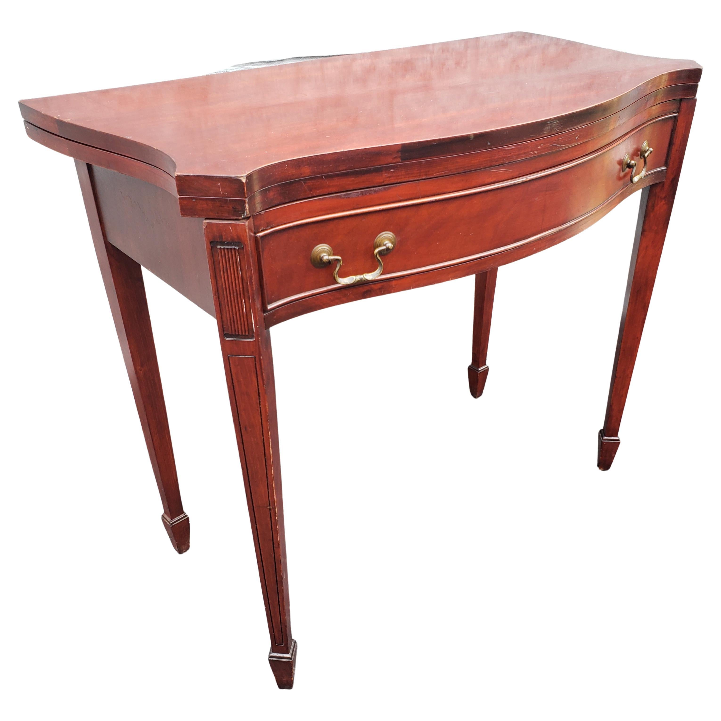 Brass George v Solid Mahogany Console Game Table, circa 1920s For Sale