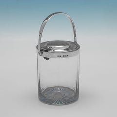 Vaso per conserve in argento sterling e vetro George Silver di Hukin and Heath, 1923