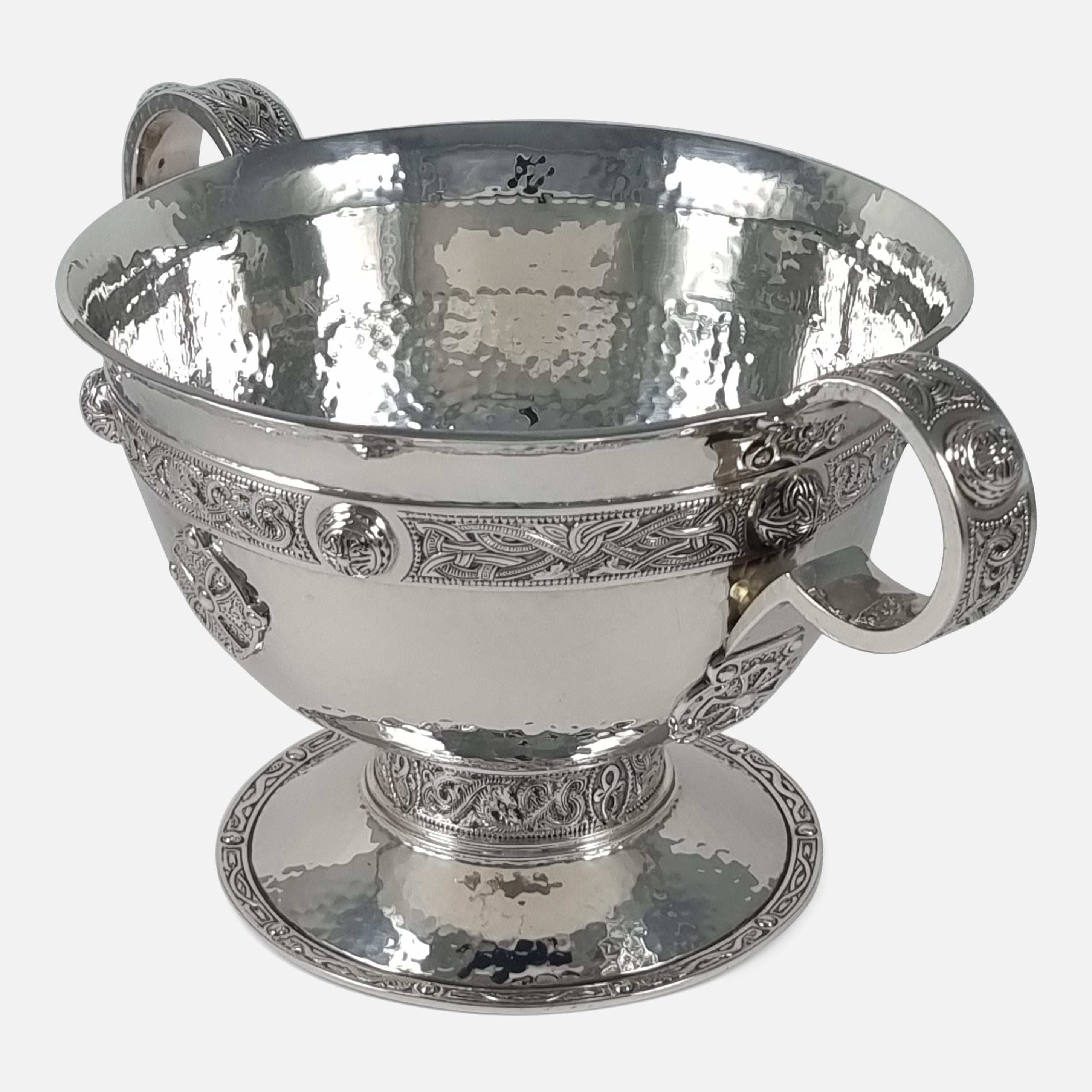 George V Sterling Silver Celtic Revival Bowl, Edward & Sons, 1915 For Sale 6