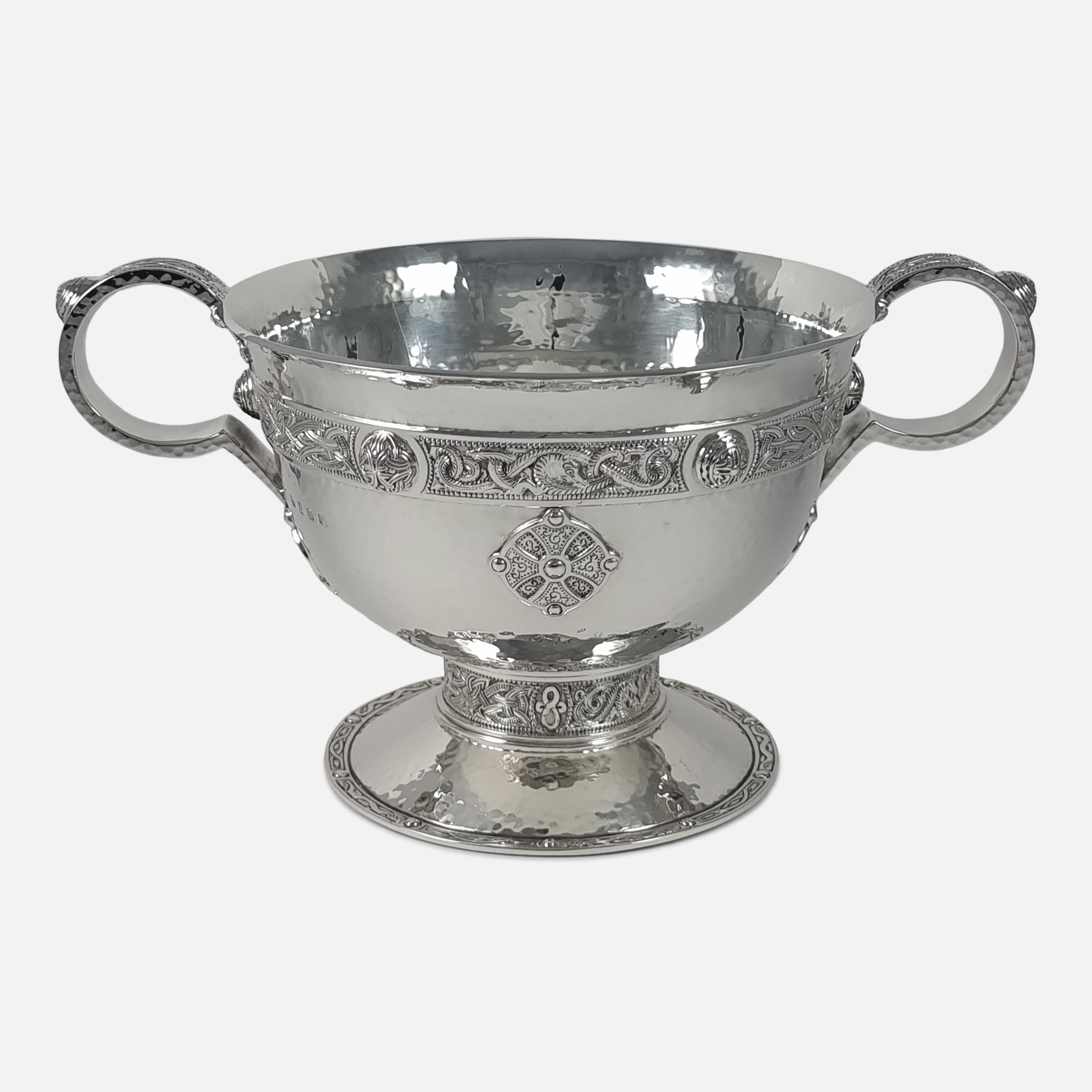 Arts and Crafts George V Sterling Silver Celtic Revival Bowl, Edward & Sons, 1915 For Sale