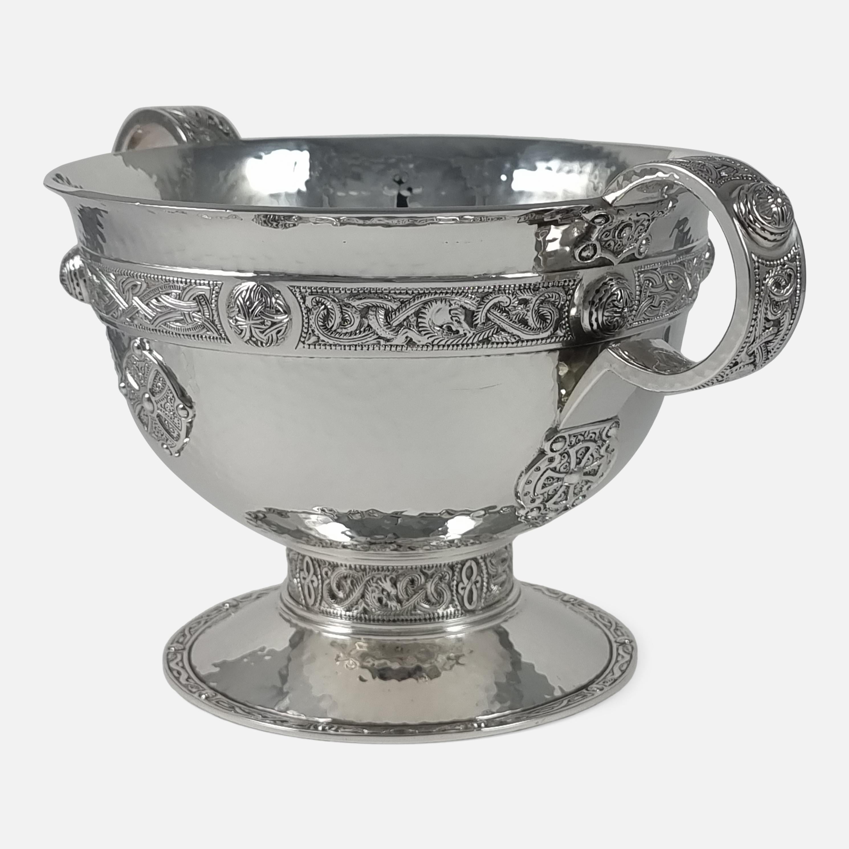 Early 20th Century George V Sterling Silver Celtic Revival Bowl, Edward & Sons, 1915 For Sale