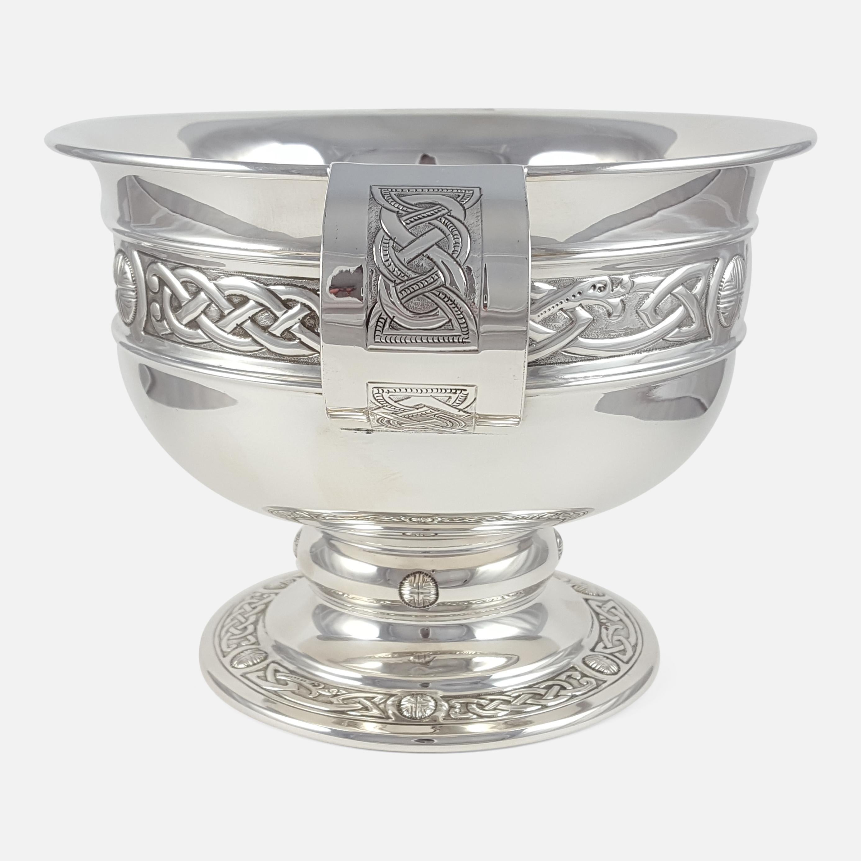 George V Sterling Silver Celtic Revival Twin-Handled Bowl, 1935 1
