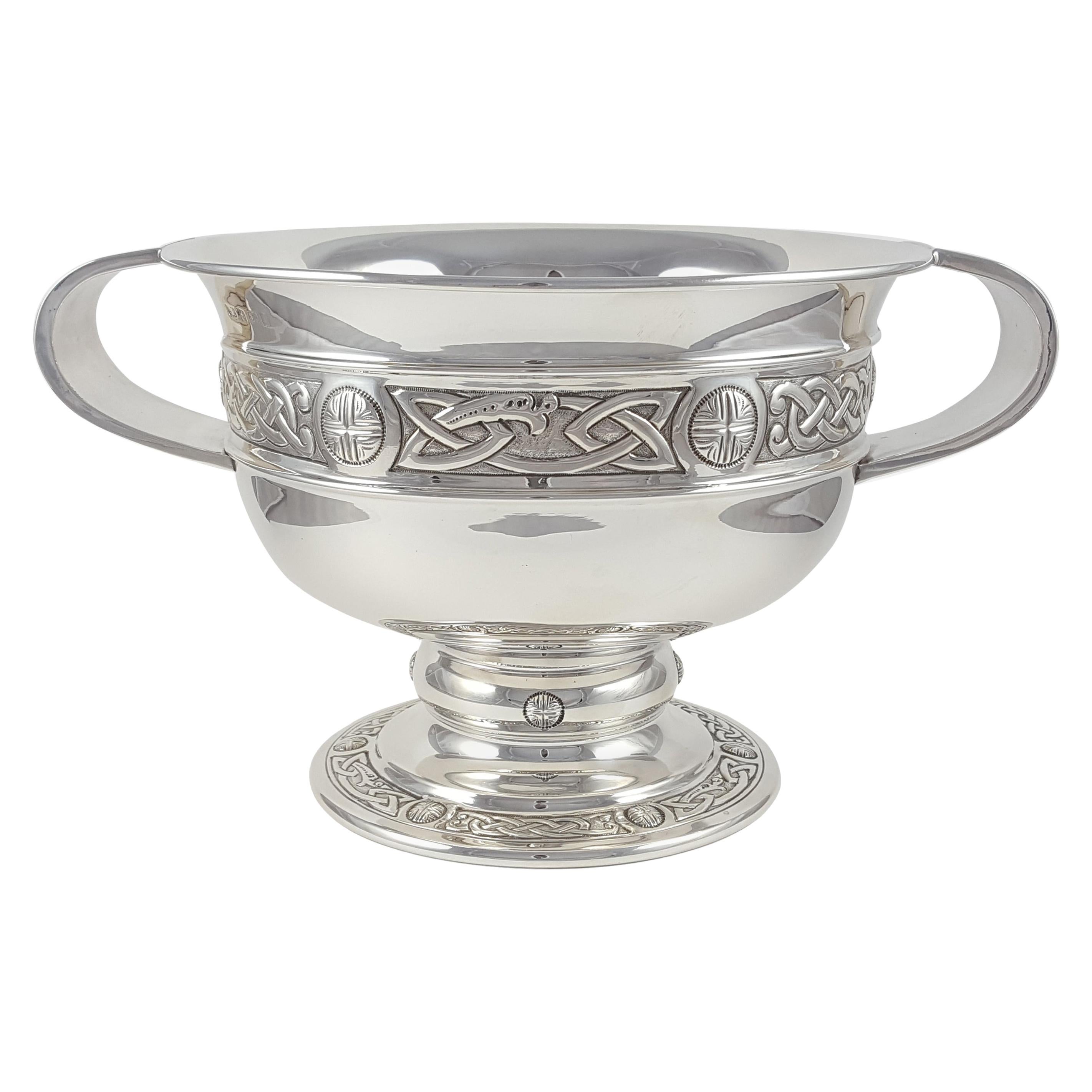 George V Sterling Silver Celtic Revival Twin-Handled Bowl, 1935