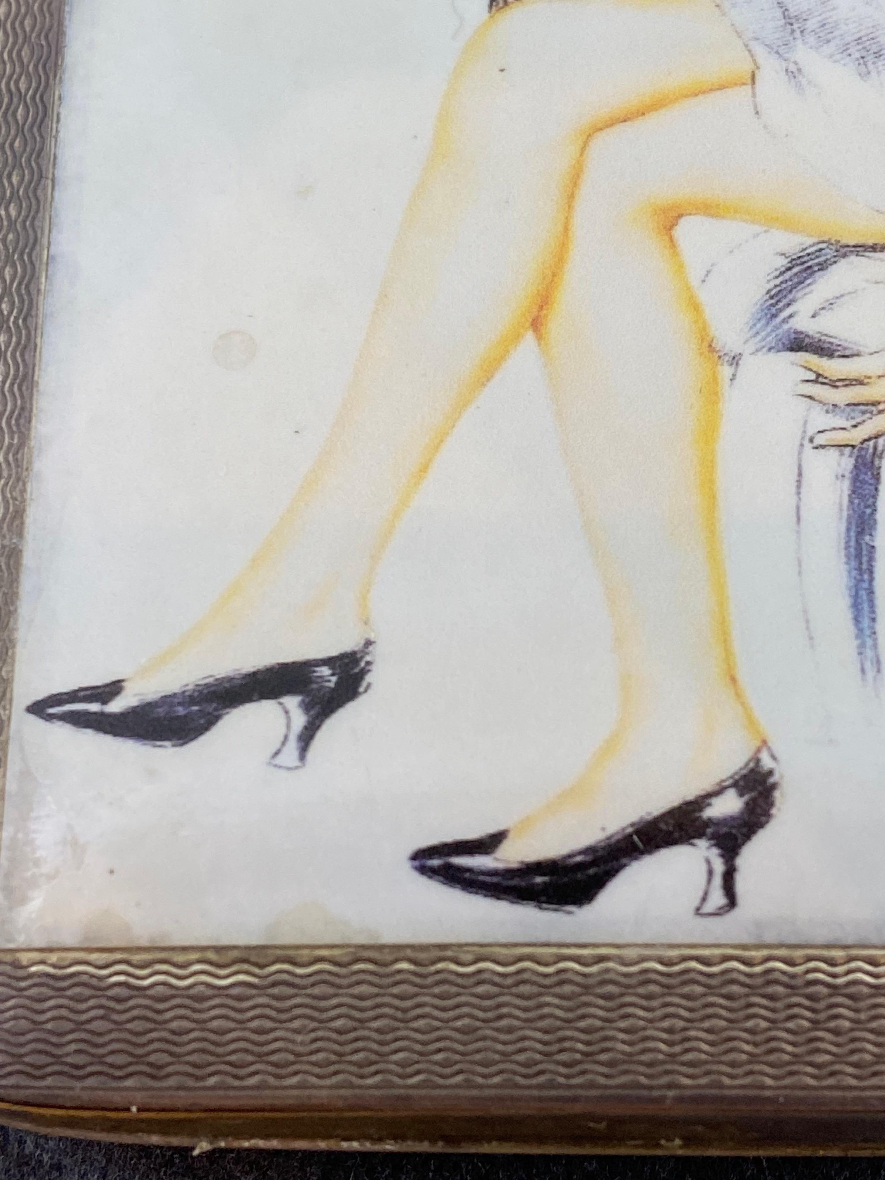 Portasigarette in argento sterling e smalto di Giorgio V. Chester, 1936 W.H. Tandy & Sons in vendita 1