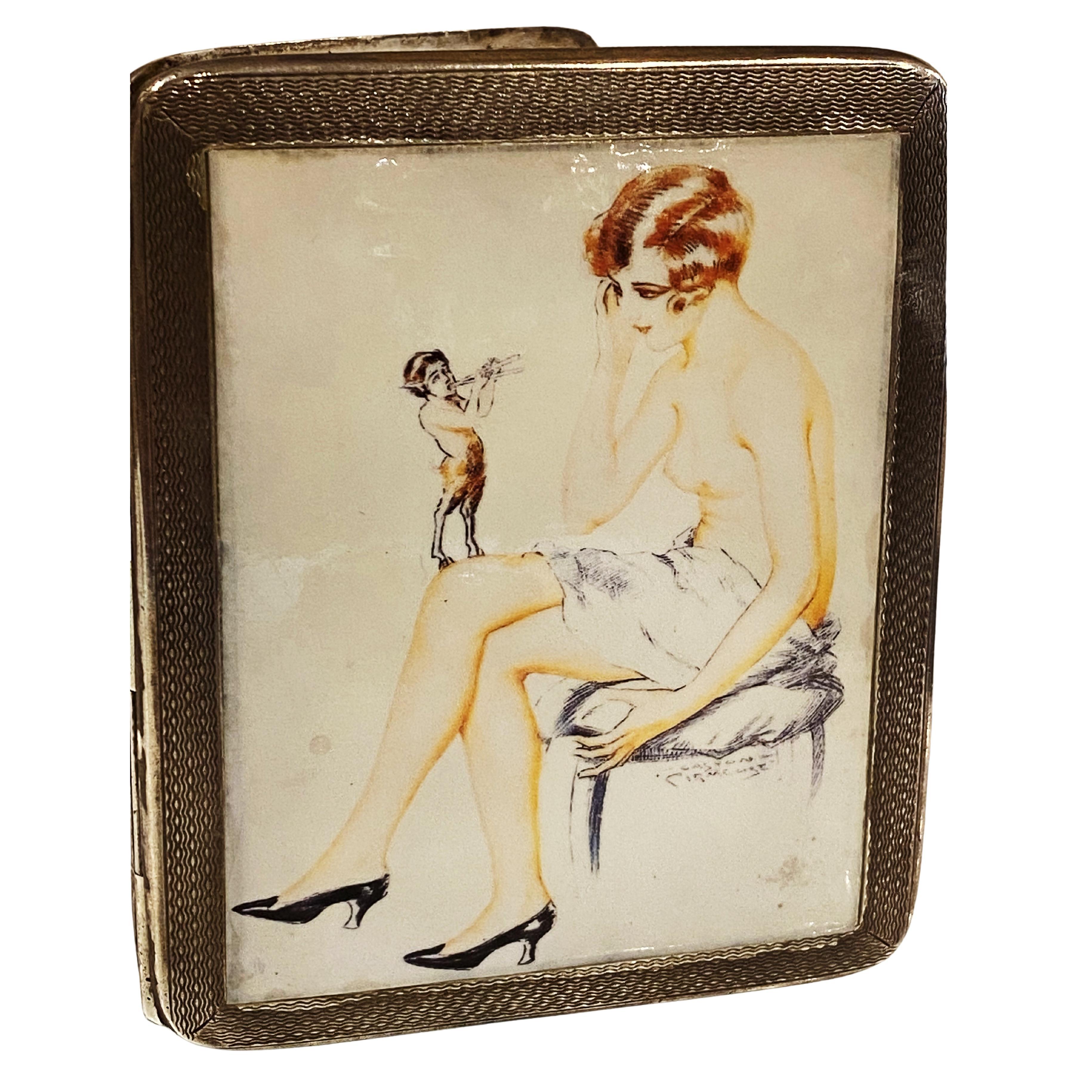 Pitillera de Plata de Ley y Esmalte Jorge V. Chester, 1936 W.H Tandy & Sons