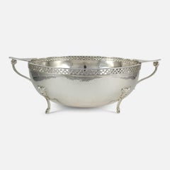 George V Sterling Silver Hammered Twin-Handled Bowl, London, 1933