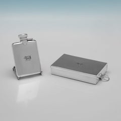 George V Sterling Silver Hip Flask & Sandwich Box Set, 1913