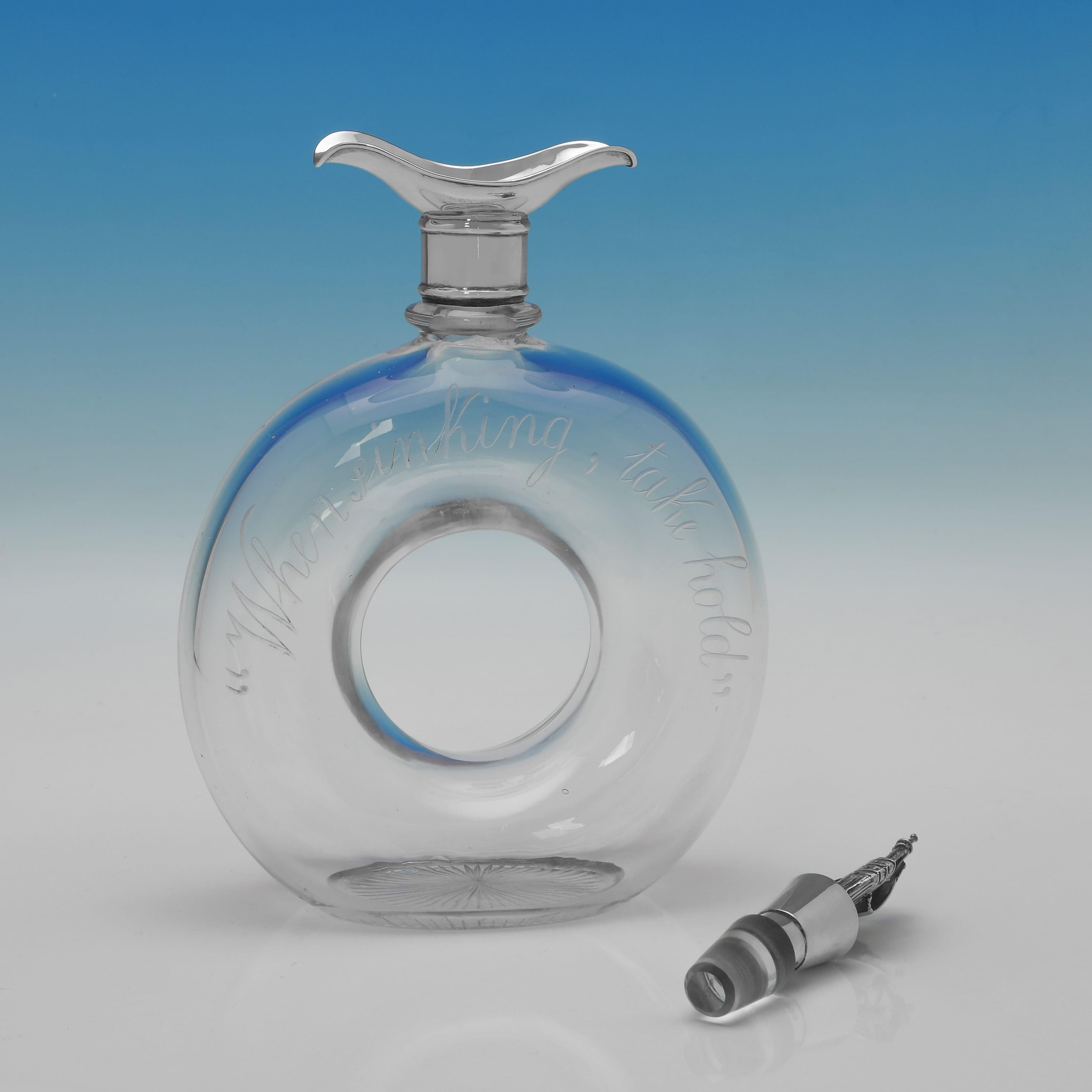 English George V Sterling Silver Nautical Decanter by Dudley & Cox, 1924 For Sale