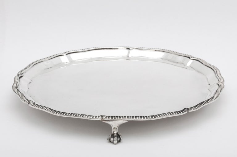 Georgian George V Sterling Silver Paw-Footed Salver by Mappin & Webb For Sale