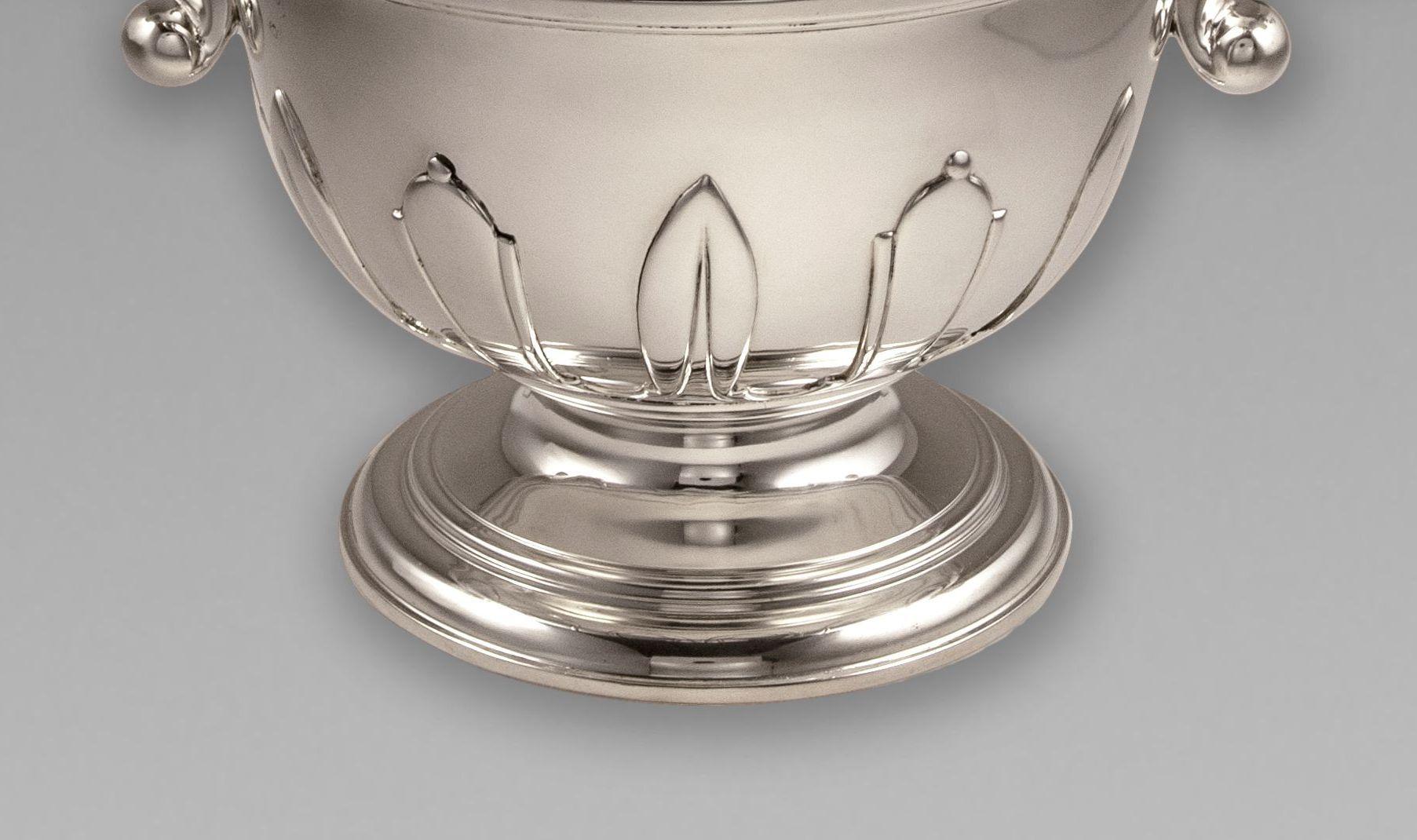Mid-20th Century George V Sterling Silver Two Handled Trophy Cup and Cover For Sale