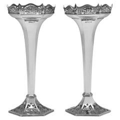 George V Sterling Silver Vases by Walker & Hall, Sheffield 1910