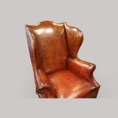 George V tortoiseshell leather wing chair